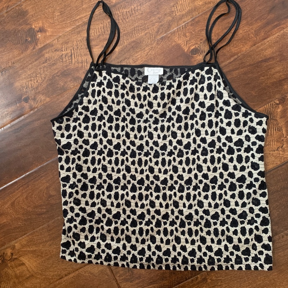 Vintage Cinema Etoile Semi Sheer Mesh Cheetah Leopard Print Chemise Large